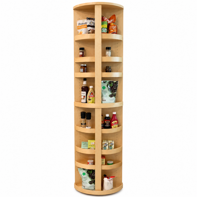 Rotating pantry unit in maple